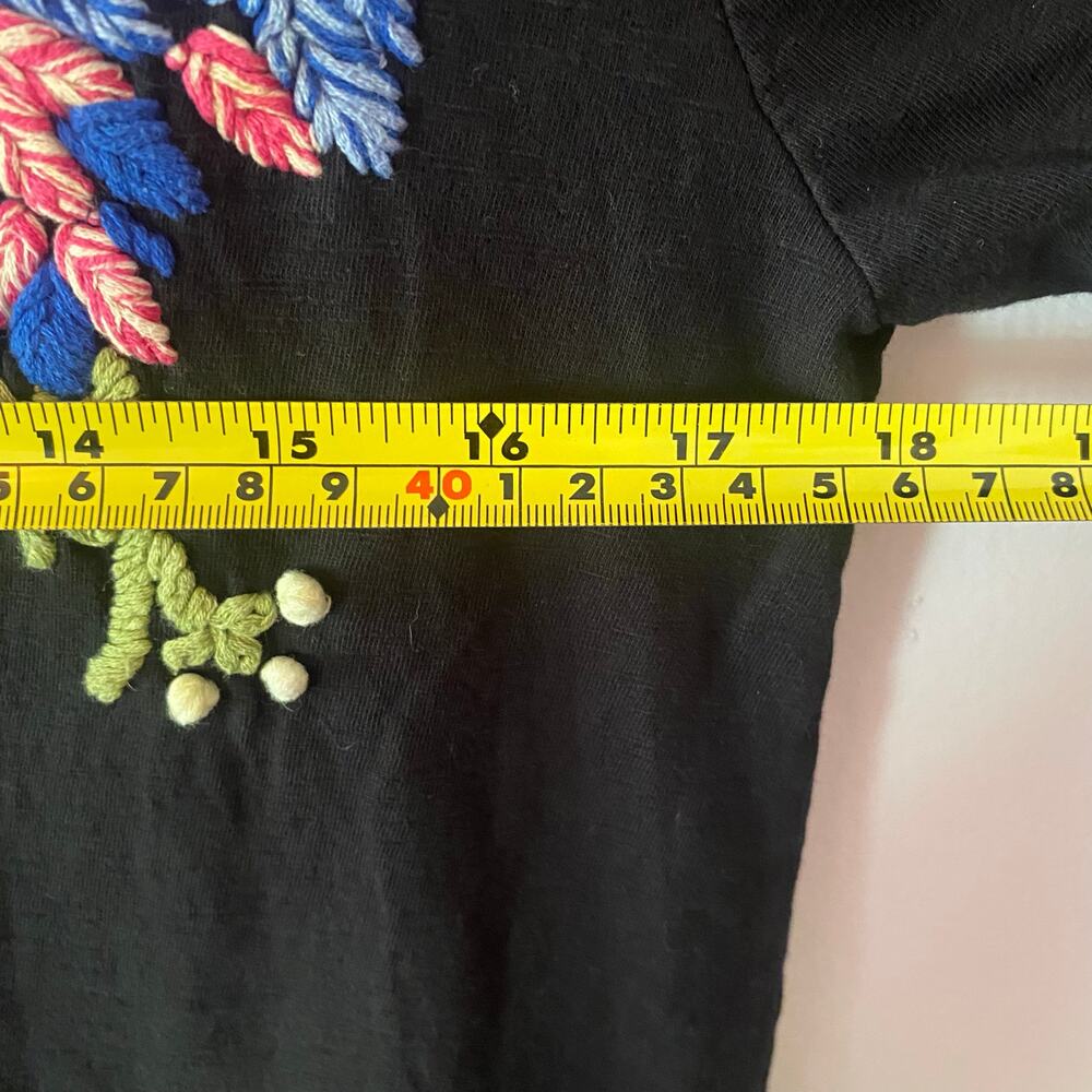 Anthropologie Black Floral Embroidered Tee - Picture 7 of 8